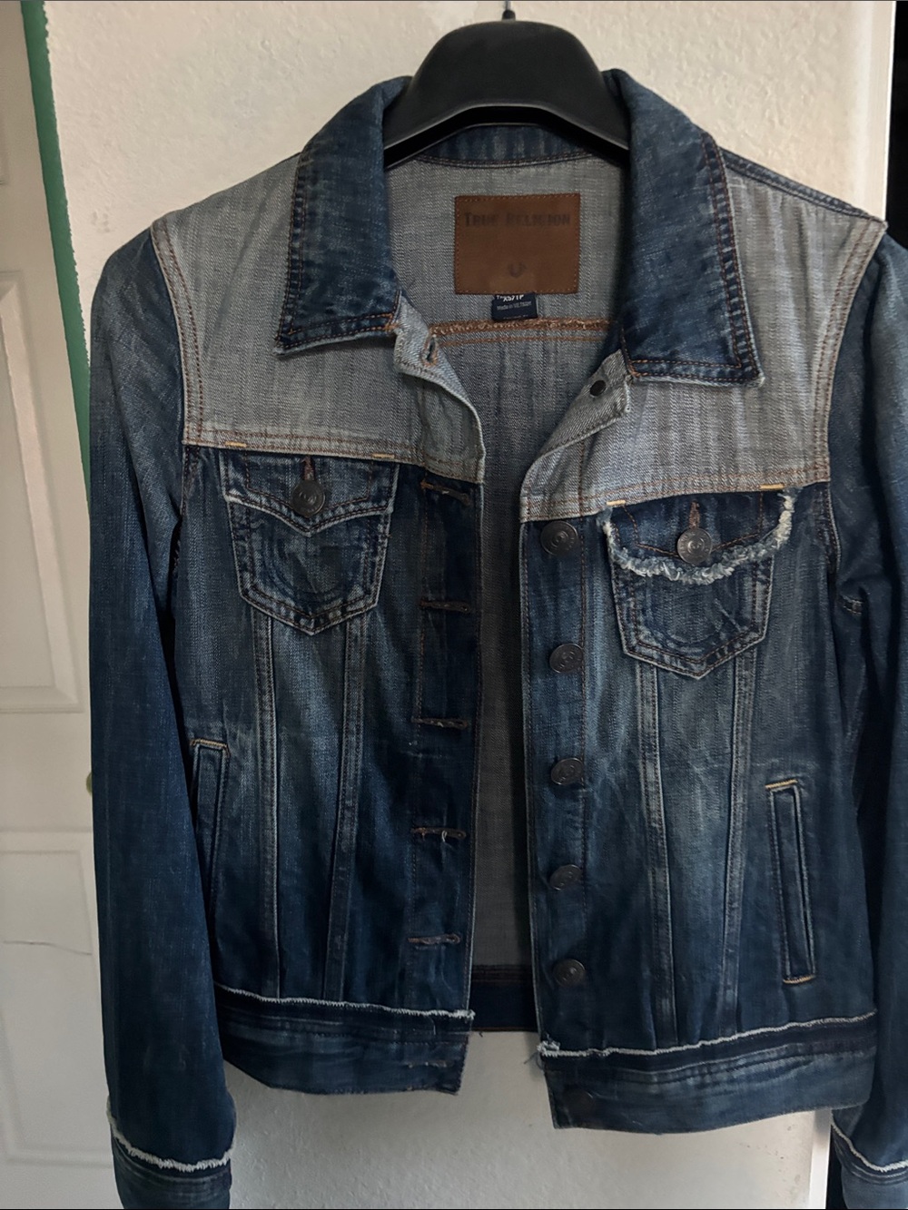 True Religion Distressed Blue Denim Jacket